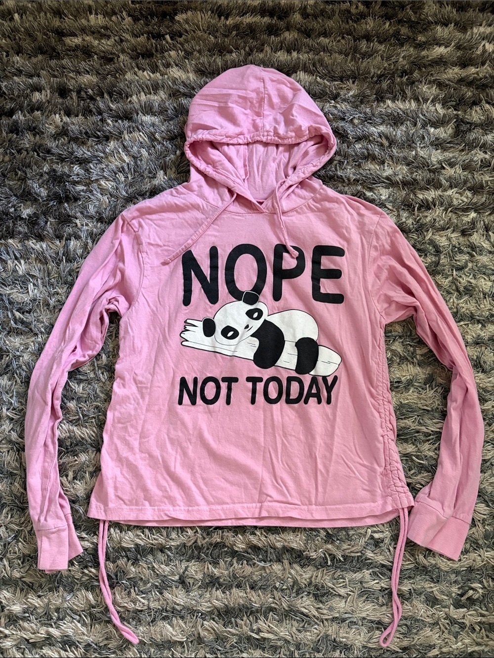 On Fire Pink Cotton Hoodie with Panda Attitude Graphic Youth XL